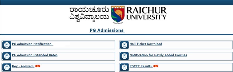 Raichur University PG Admission Last Date Courses List Online Applciation Form Fee