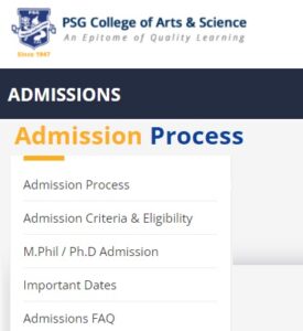 {psgcas.ac.in} PSG College Admission of Arts and Science Coimbatore Application Form Last Date, Cutoff, Merit List