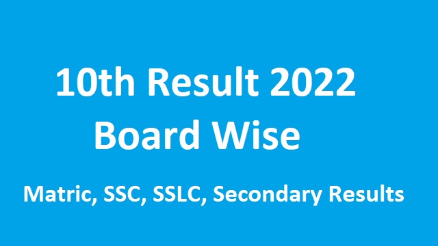 10th Result 2022 Board Wise - Matric, SSC, SSLC, Secondary Results 2022 Date