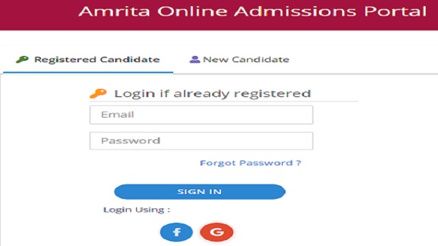 Amrita Admission Portal amrita.edu Student Login, Entrance Exam Date