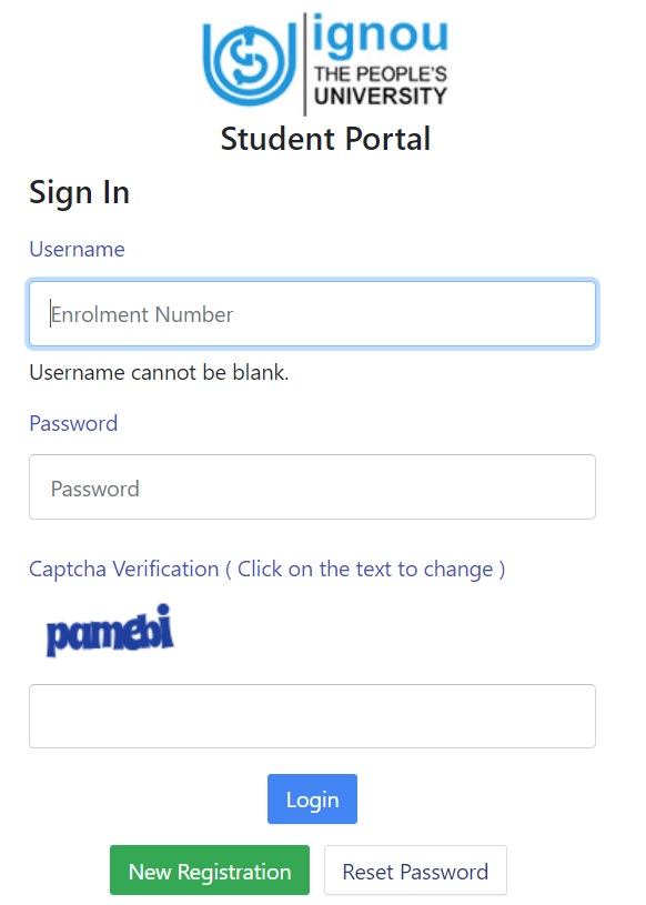 IGNOU Student Login With Enrollment No, Username & Password