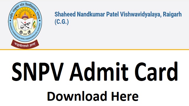 Shahid Nandkumar Patel University Admit Card - SNPV Exam Date