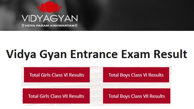 Vidya Gyan Result 2022 Link www.vidyagyan.in 6th & 7th Merit List Download