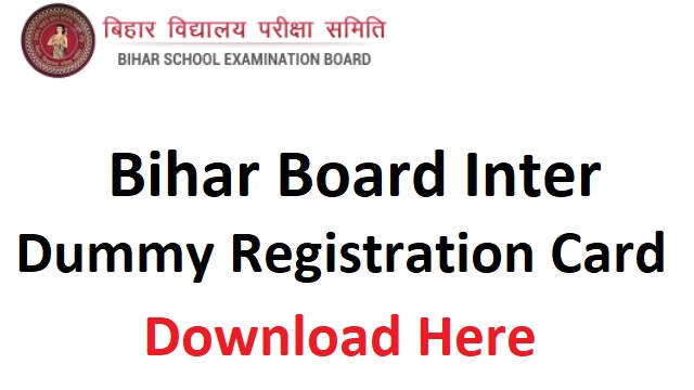 Bihar Board 12th Dummy Registration Card 2024 Inter Dummy Admit Card Download
