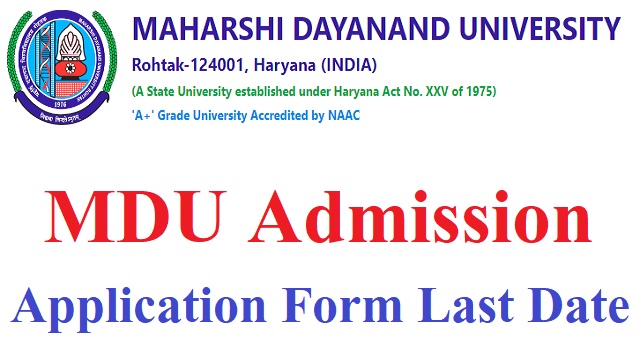 MDU Admission 2022-23 Application Form Last Date mdu.ac.in UG PG Fee Payment