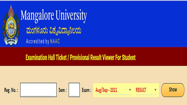 Mangalore University Result 2022 UG PG Link @ mangaloreuniversity.in BA BSc BCom