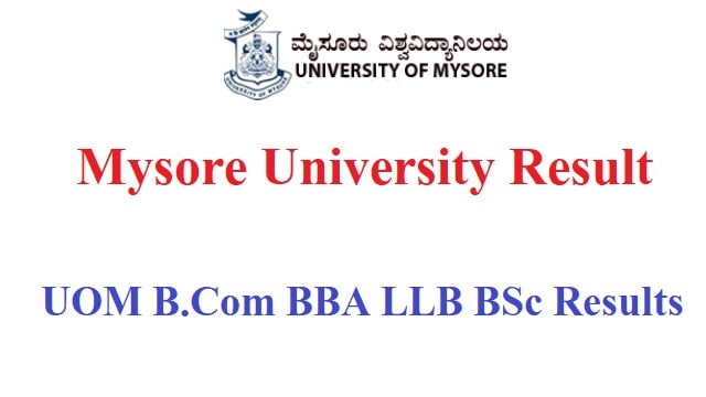 Mysore University Result 2022 Link Out @ www.uni-mysore.ac.in B.Com BBA LLB BSc