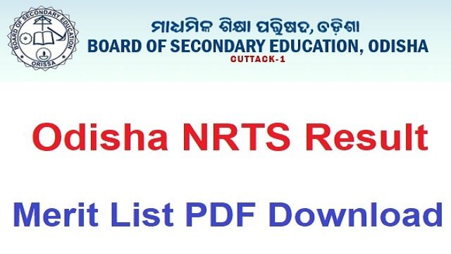 Odisha NRTS Result 2022 Link @ bseodisha.ac.in Merit List PDF Download