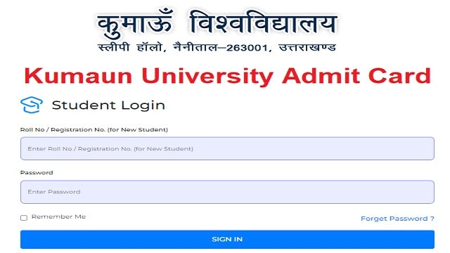 Kumaun University Admit Card 2023 Link Out @ kunainital.ac.in UG & PG Student Login