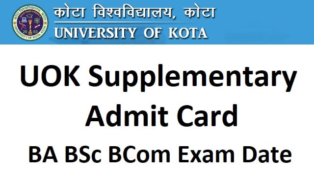 UOK Supplementary Admit Card Link Out @ www.uok.ac.in BA BSc BCom Exam Date