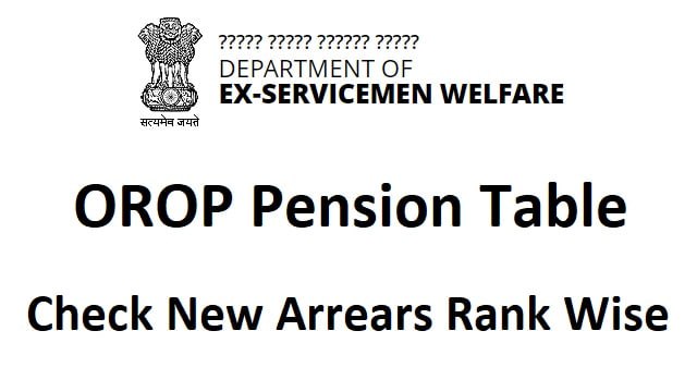 OROP Pension Table 2023 Check Arrears Rank Wise Payment @ www.desw.gov.in