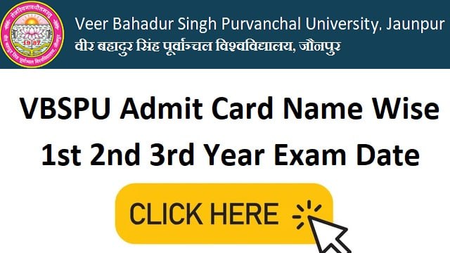 VBSPU Admit Card 2023 Name Wise BA BSc BCom Exam Date @ www.vbspu.ac.in