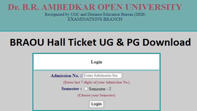 BRAOU Hall Ticket 2023 UG & PG Download Link @ www.braouonline.in Login