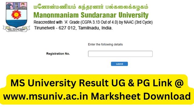 MS University Result 2023 UG & PG Link @ www.msuniv.ac.in Marksheet Download