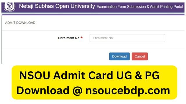 NSOU Admit Card UG & PG Download @ nsoucebdp.com Student Login