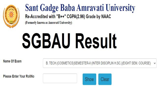 SGBAU Result 2023 Link B Tech. B Voc BE BA BSc BCom @sgbau.ac.in