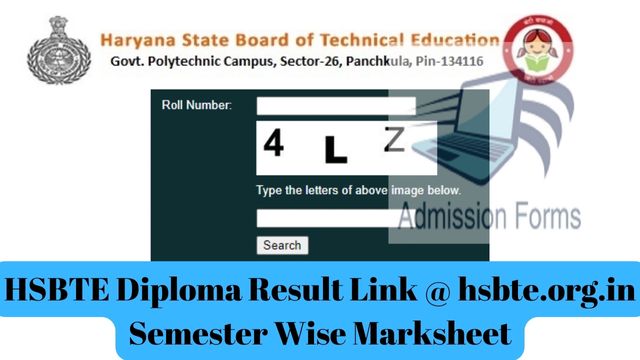 HSBTE Diploma Result Link @ hsbte.org.in Semester Wise Marksheet