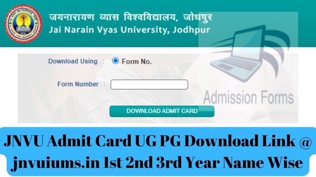 JNVU Admit Card UG PG Download Link @ jnvuiums.in 1st 2nd 3rd Year Name Wise