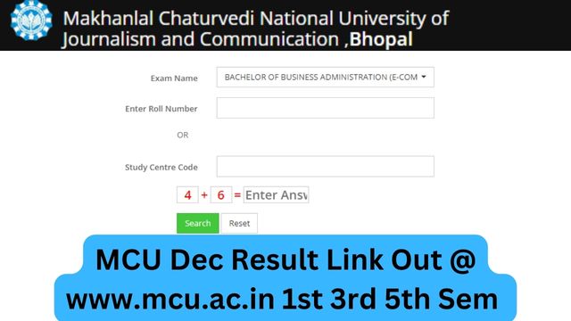 MCU Dec Result 2023 Link Out @ www.mcu.ac.in 1st 3rd 5th Sem Makhanlal Chaturvedi