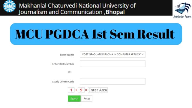 MCU PGDCA 1st Sem Result 2023 Link Out @ www.mcu.ac.in Makhanlal University Results