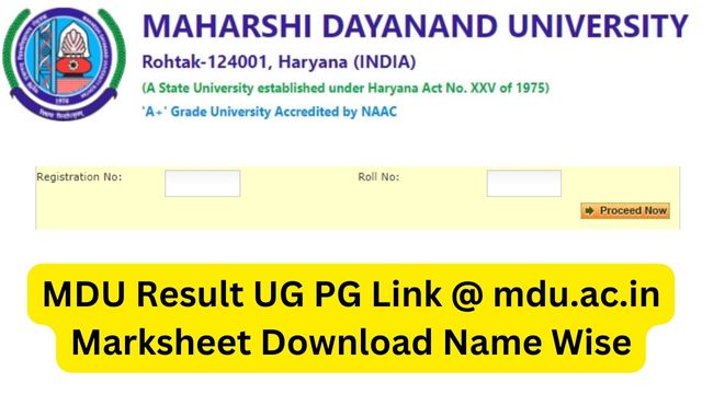 MDU Result 2023 UG PG Link @ mdu.ac.in Marksheet Download Name Wise
