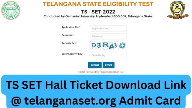 TS SET Hall Ticket 2023 Download Link @ telanganaset.org Admit Card, Exam Center