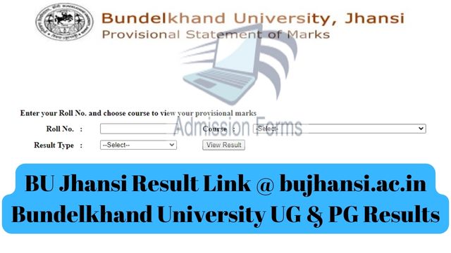 BU Jhansi Result Link @ bujhansi.ac.in Bundelkhand University UG & PG Results