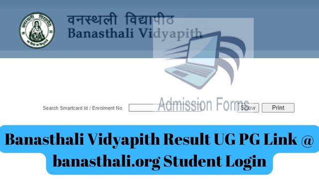 Banasthali Vidyapith Result UG PG Link @ banasthali.org Student Login