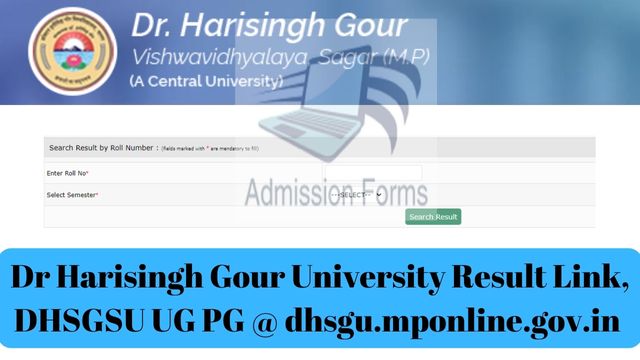 Dr Harisingh Gour University Result Link, DHSGSU UG PG @ dhsgu.mponline.gov.in