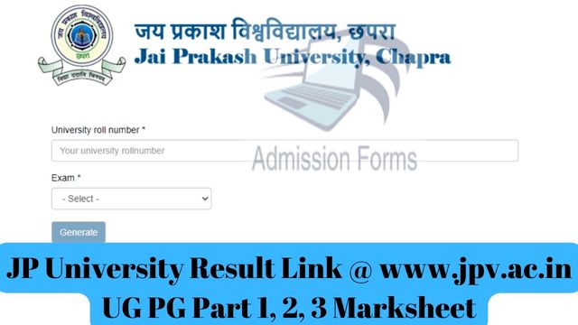JP University Result Link @ www.jpv.ac.in UG PG Part 1, 2, 3 Marksheet