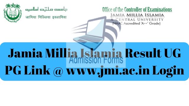 Jamia Millia Islamia Result UG PG Link @ www.jmi.ac.in Login