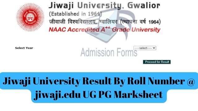 Jiwaji University Result By Roll Number @ jiwaji.edu UG PG Marksheet