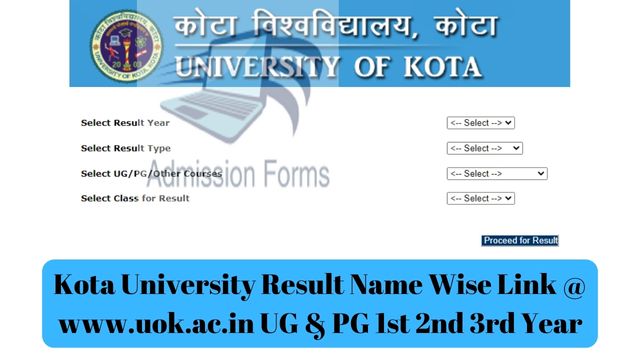 Kota University Result Name Wise Link @ www.uok.ac.in UG & PG 1st 2nd 3rd Year