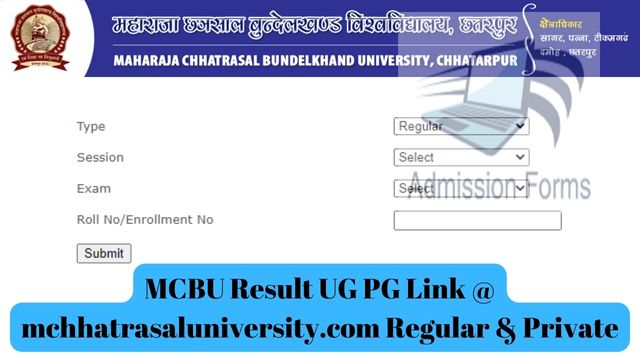 MCBU Result UG PG Link @ mchhatrasaluniversity.com Regular & Private