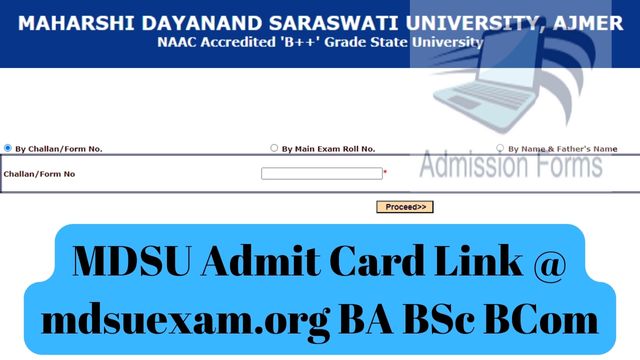 MDSU Admit Card Link @ mdsuexam.org BA BSc BCom