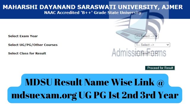 MDSU Result Name Wise Link @ mdsuexam.org UG PG 1st 2nd 3rd Year