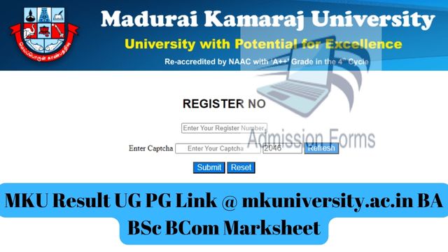 MKU Result UG PG Link @ mkuniversity.ac.in BA BSc BCom Marksheet