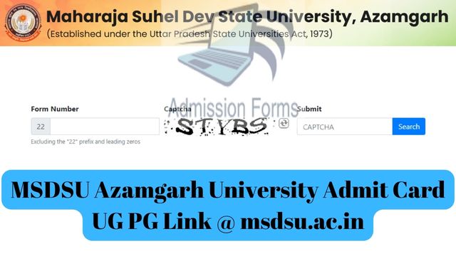 MSDSU Azamgarh University Admit Card UG PG Link @ msdsu.ac.in