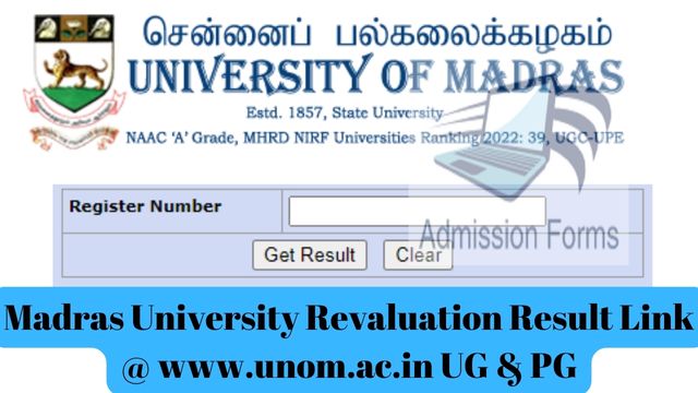 Madras University Revaluation Result Link @ www.unom.ac.in UG & PG