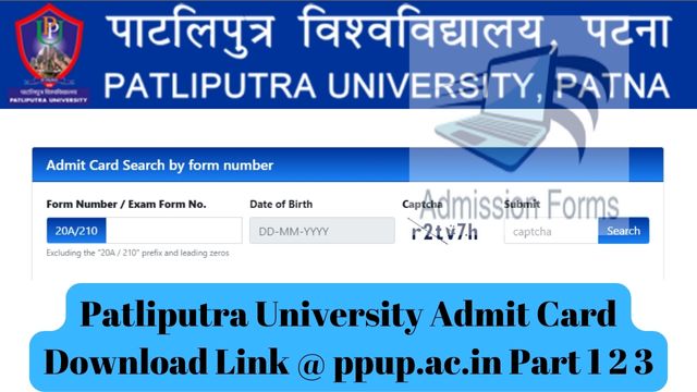 Patliputra University Admit Card Download Link @ ppup.ac.in Part 1 2 3