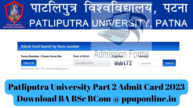 Patliputra University Part 2 Admit Card 2023 Download BA BSc BCom @ ppuponline.in