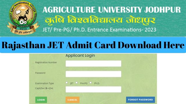 Rajasthan JET Admit Card 2023 Download Link, Agriculture Entrance Exam Date