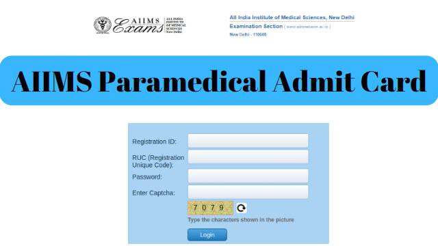 AIIMS Paramedical Admit Card