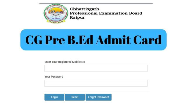 CG Pre B.Ed Admit Card