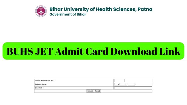 BUHS JET Admit Card Download Link