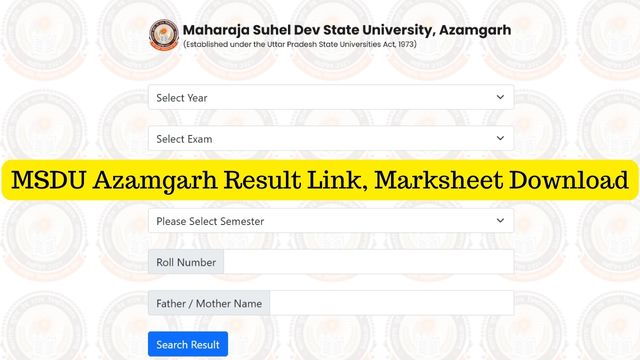 MSDU Azamgarh Result Link, Marksheet Download