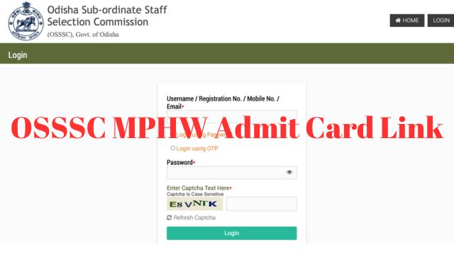 OSSSC MPHW Admit Card Link