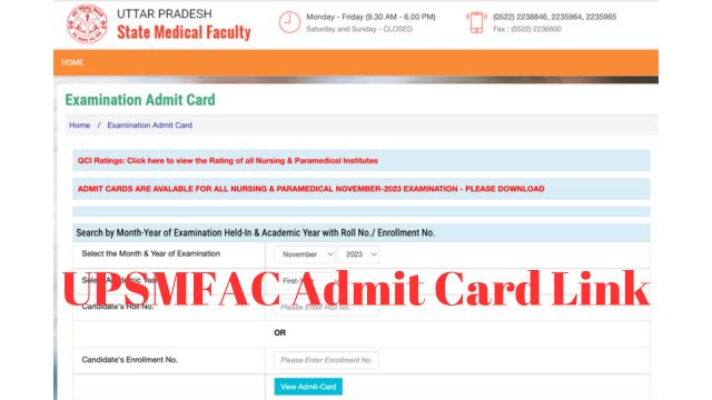 UPSMFAC Admit Card Link