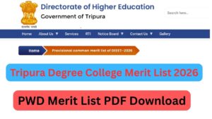 Tripura Degree College PWD Merit List 2026